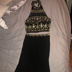 a beautiful 2-piece sequined prom dress